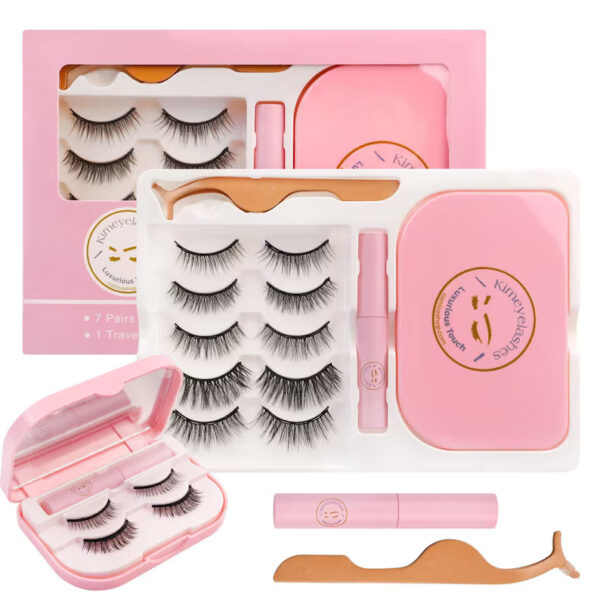 Magnetic Eyelashes and Eyeliner Kit Natural Look 3D 10D, Wispy, Cat Eye, Dramatic Lashes 7 Pairs with Travel Case Easy to Wear