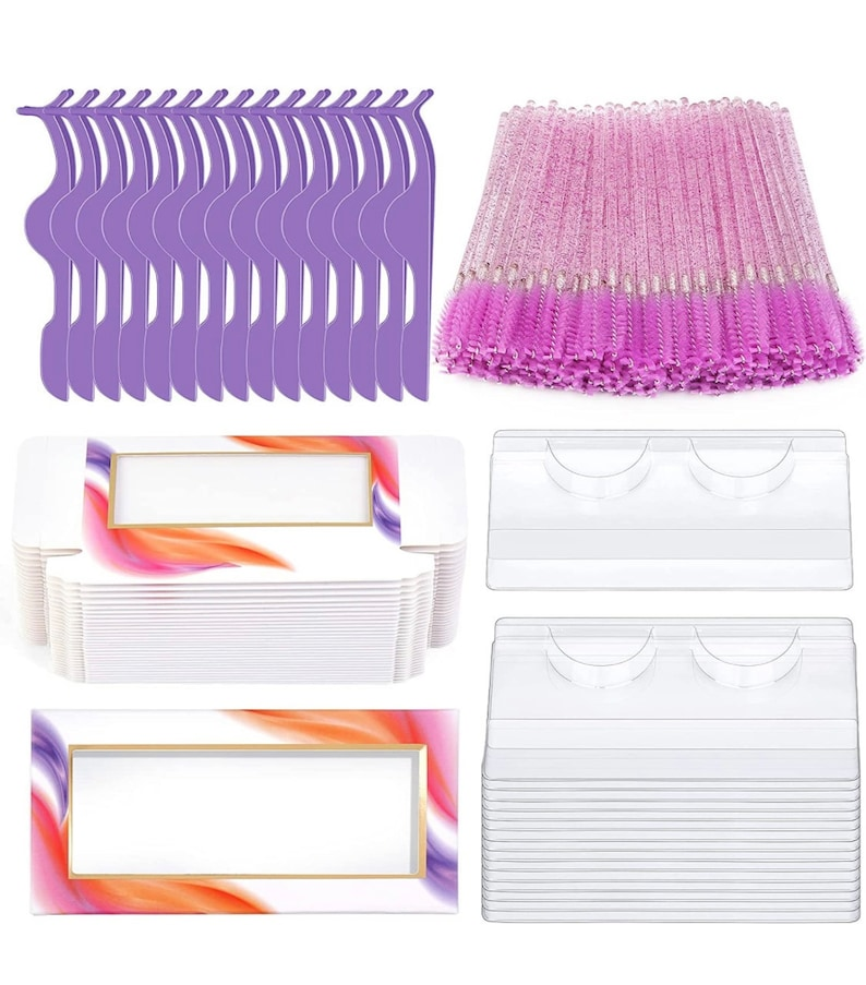 Eyelash Packaging Kit, Empty Lash Boxes, Trays, Tweezers, Brushes (175 Pieces) - Image 3